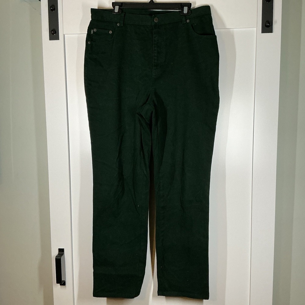Lauren Jeans Co Ralph Lauren Dark Green Denim Pants Size 14W Preppy‎